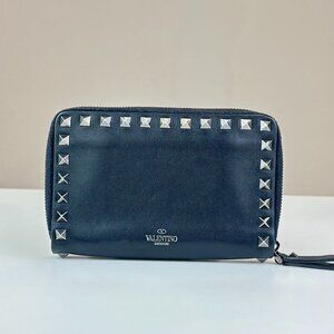 Saint Laurent Black Leather Stud Wallet